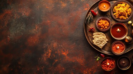Navratri Thali with Traditional Sweets and Lamps
