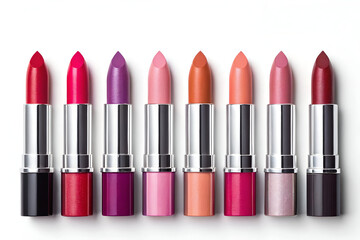 Set of lipsticks on white background 