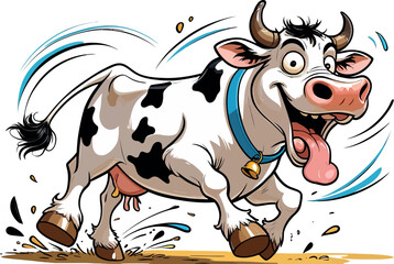 A cute cartoon cow, a funny farm animal, is a lovely vector illustration
