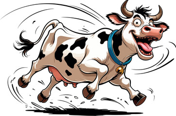 A cute cartoon bull with horns, a white farm animal vector illustration, isolated like other dairy cattle