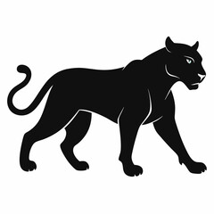 Fototapeta premium Powerful Panther Silhouette: A sleek and majestic black panther silhouette strides with a captivating and assertive presence, embodying the apex of the wild cat's power and grace.