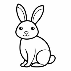 Fototapeta premium Playful Bunny Illustration: A captivating line drawing showcases a cute, upright rabbit with an endearing expression. This monochrome art captures the essence of simplicity and charm.