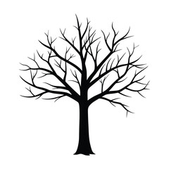 A bare tree silhouette vector.