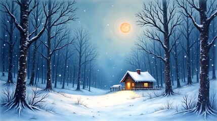 Naklejka premium Enchanted Forest Snowfall