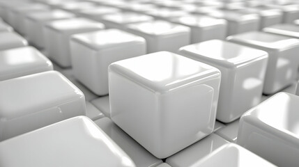 White Glossy Cubes Pattern Abstract 3D Rendering