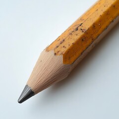 A Detailed Macro Shot Of A Yellow Wooden Pencil Tip