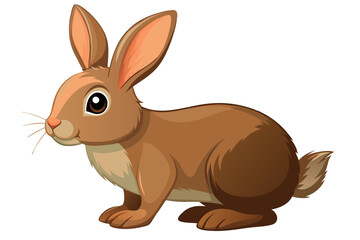 Obraz premium brown rabbit with alert ears and soft fur sitting in profile view, showing realistic animal features in vivid detail
