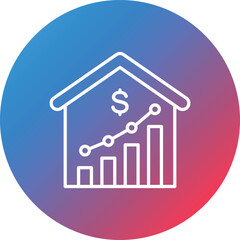 House Price Increase Line Gradient Circle Background Icon