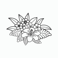 Line Drawing Floral Spring Botanical Vector Art Illustration.