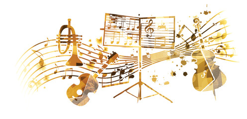 Colorful Abstract Jazz Collage with Musical Instruments – Art Vector Illustration