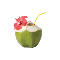 coconut cocktail on white background