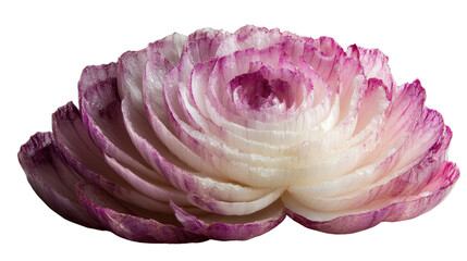 Obraz premium Purple and White Onion Carved to Resemble a Blooming Flower 0n white background PNG