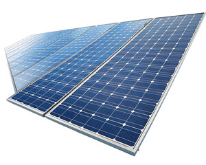 A close up view of multiple solar panels arranged together on a black background in an outdoor setting