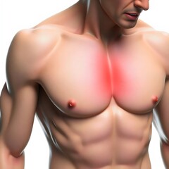 Naklejka premium Chest Pain , Upper Body , Heart Attack Symptom and Health Emergency Concept