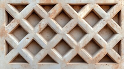 A decorative wall featuring a textured lattice design, showcasing an intricate pattern that adds depth and interest to the surface and aesthetic beauty to spaces.