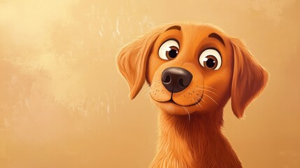 1970s retro cartoon dog adorable cute vintage tv show style illustration happy lovable friendly brown dog closeup portrait childrens storybook character avatar pet animal rescue new family dog puppy