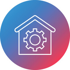 House Repair Line Gradient Circle Background Icon