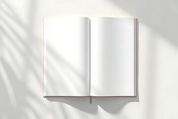 Blank Open Notebook Mockup with Sunlight Shadows Perfect for Branding and Design Presentations