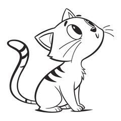 Elegant Feline Portrait in Line Art Style