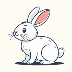 Adorable Cartoon Rabbit Sitting with a Gentle Expression