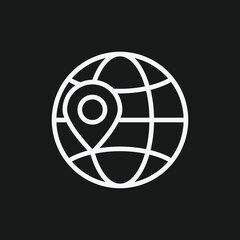 Globe with Location Pin Outline Icon