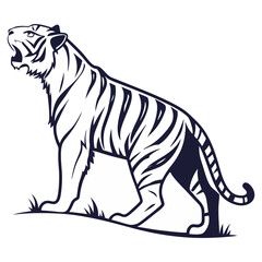 Powerful Roaring Tiger Illustration with Bold Stripes