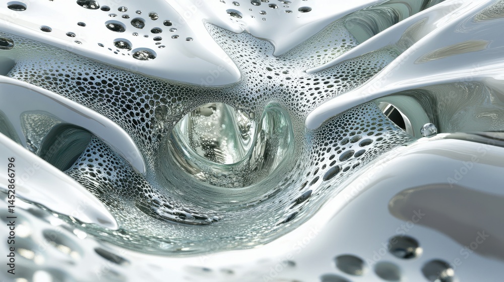 Poster a 3d search engine with data streams flowing into a central point, symbolizing information gathering