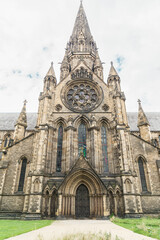 Majestic facade of St. Mary's Cathedral in Edinburgh, Scotland, showcasing its intricate gothic...