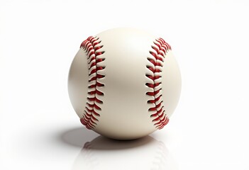 Baseball with red stitching on a white background  
