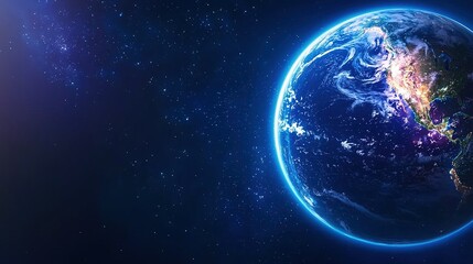 Distant view of the planet Earth in space.