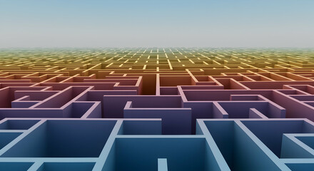 Fototapeta premium Abstract Maze Pattern in Gradient Colors with Perspective View