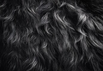 Naklejka premium Close-up of dense black-gray animal fur.