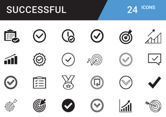 Success and Achievement Vector Icon Set – Business Growth, Goal, Motivation, Leadership, Strategy, Trophy, Award, Progress, Teamwork, Career Development, Innovation, Empowerment Planning editable icon