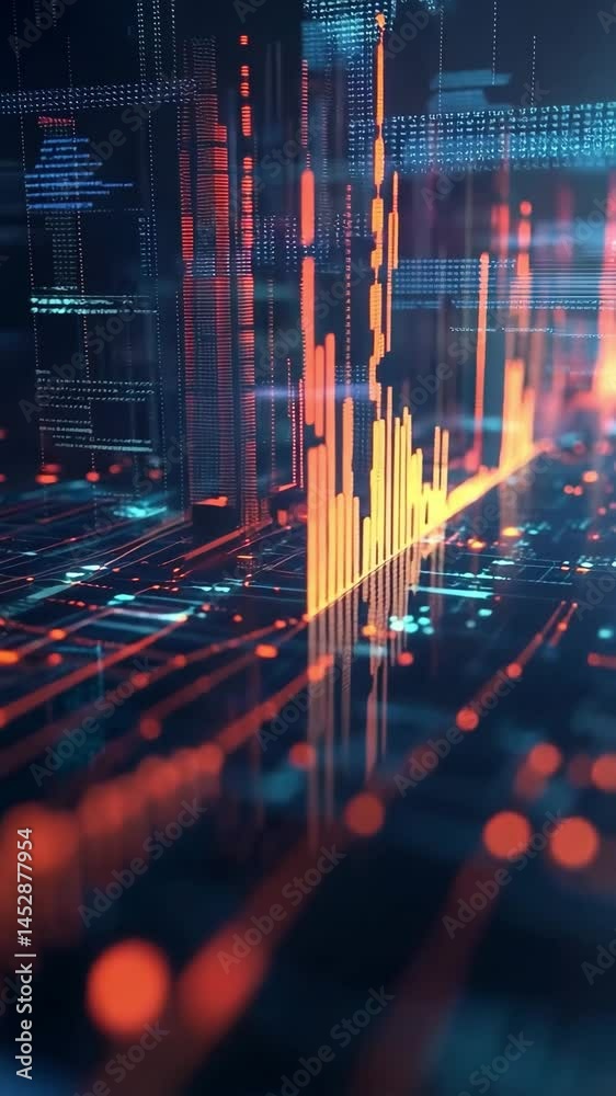 Poster visual representation of data trends and analytics in a dynamic digital environment