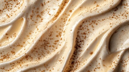Creamy food texture with gold flecks swirled glossy background