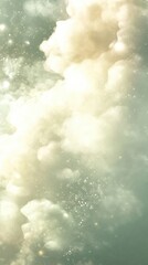 Naklejka premium Ethereal cloudscape with soft light and sparkling dust creating a dreamy atmosphere perfect for backgrounds and artistic projects with a serene and calming mood