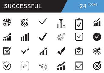 Success and Achievement Vector Icon Set – Business Growth, Goal, Motivation, Leadership, Strategy, Trophy, Award, Progress, Teamwork, Career Development, Innovation, Empowerment Planning editable icon