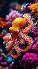 Realistic octopus with vivid marine colors high resolution wallpaper