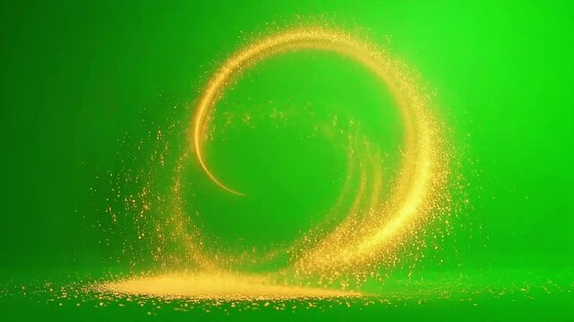 Golden glitter sparkle trail animation on green screen background footage effect video