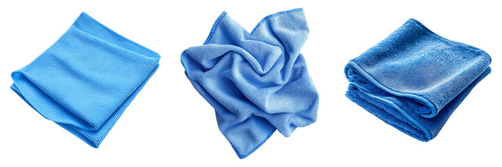Set of High-resolution photo of a single household cleaning wipe, neatly folded on transparent png background. Ai generated