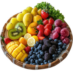 Fresh Fruits And Vegetables In Basket  isolated on a transparent background