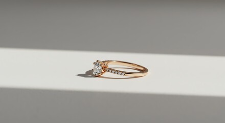 Elegant Rose Gold Diamond Engagement Ring with Shadow and Light Composition