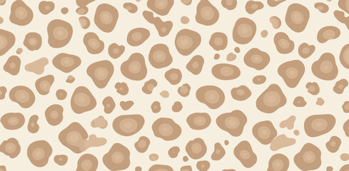 Obraz premium Cow skin vector seamless pattern. Neutral beige color animal skin texture background