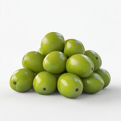 Obraz premium Pile of fresh green jujubes fruit, close up isolated on white background