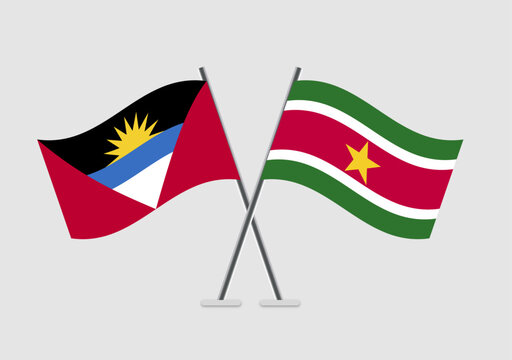 antigua and barbuda, suriname flags crossed