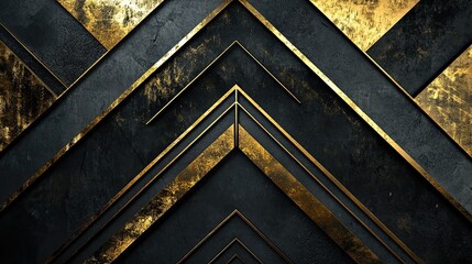 Abstract Geometric Gold and Black Pattern