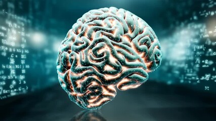 Futuristic Glowing Brain with Neural Connections in Abstract Digital Space - Powered by Adobe