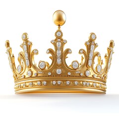 A Regal Golden Crown Adorned with Sparking Diamonds and Jewels