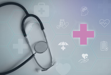 healthcare and medical services. This concept illustrates health insurance and the access to...