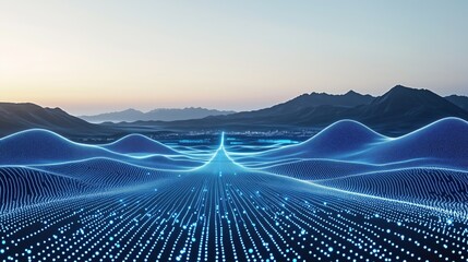 Digital Landscape with glowing path